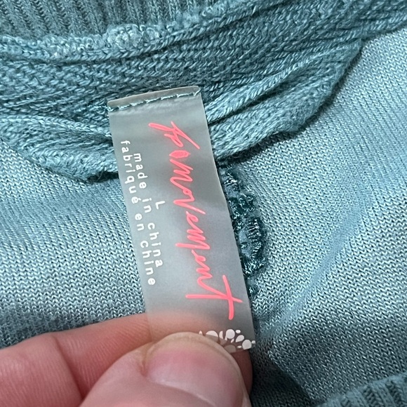 Free People FP Movement Velour Sweatshirt in Jewel Teal Blue Large - Picture 3 of 5